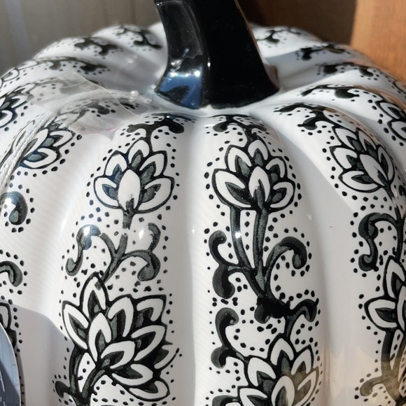 🍁HPx3🍁Black & White Boho Chic Ceramic Pumpkin Decor! NWT - Picture 13 of 16
